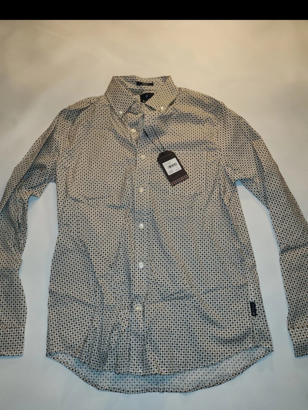 Ben Sherman Cream Shirt with Black Micro-Print